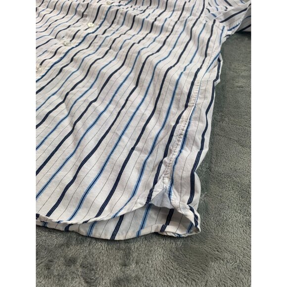 American Eagle Shirt Mens Medium White Blue Stripe Button Front Vintage Casual - Picture 9 of 12